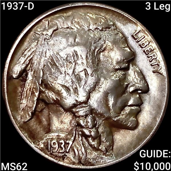1937-D 3 Leg Buffalo Nickel UNCIRCULATED