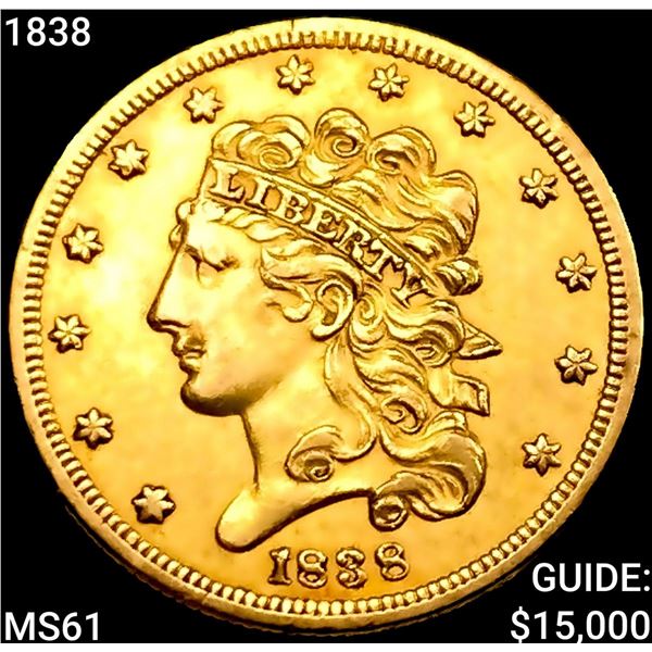 1838 $5 Gold Half Eagle UNCIRCULATED