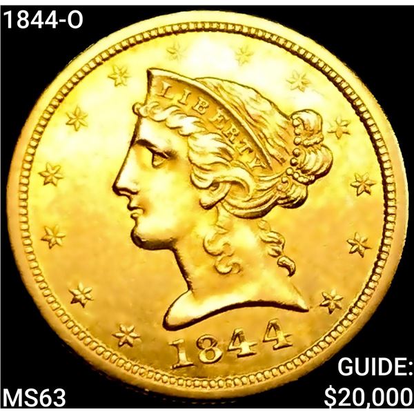 1844-O $5 Gold Half Eagle CHOICE BU