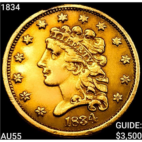 1834 $2.50 Gold Quarter Eagle HIGH GRADE