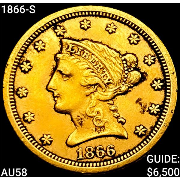 1866-S $2.50 Gold Quarter Eagle CHOICE AU