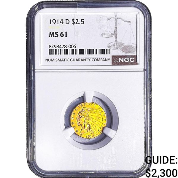 1914-D $2.50 Gold Quarter Eagle NGC MS61