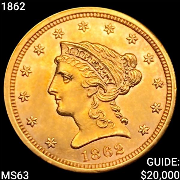 1862 $2.50 Gold Quarter Eagle CHOICE BU