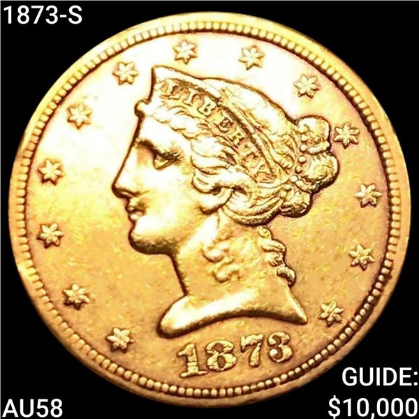 1873-S $5 Gold Half Eagle CHOICE AU