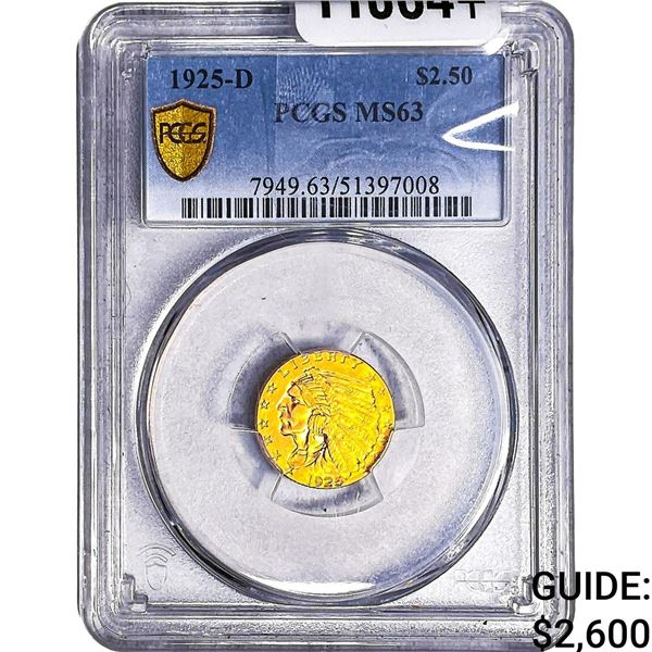 1925-D $2.50 Gold Quarter Eagle PCGS MS63