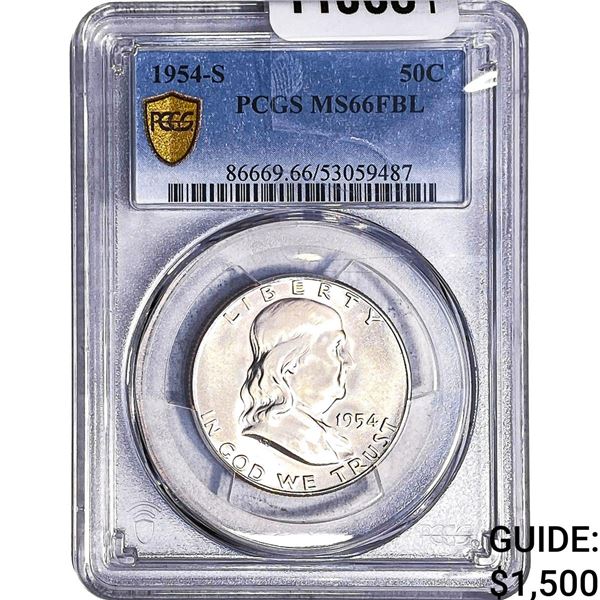 1954-S Franklin Half Dollar PCGS MS66 FBL