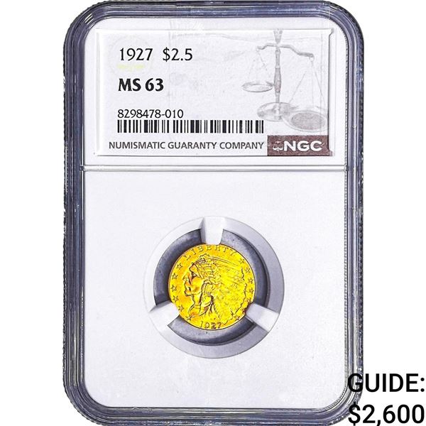 1927 $2.50 Gold Quarter Eagle NGC MS63