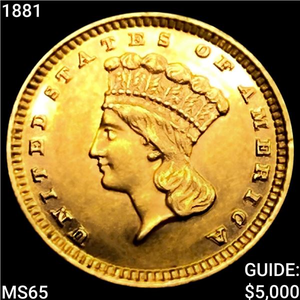 1881 Rare Gold Dollar GEM BU