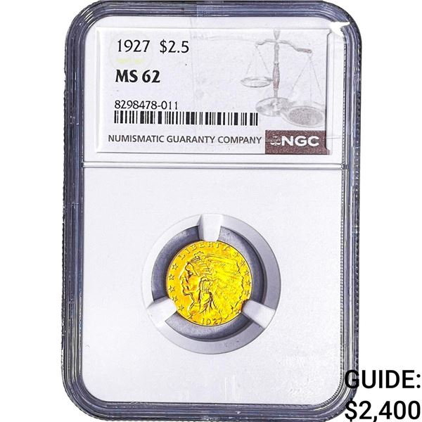 1927 $2.50 Gold Quarter Eagle NGC MS62