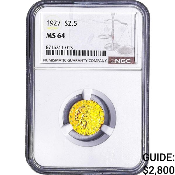 1927 $2.50 Gold Quarter Eagle NGC MS64