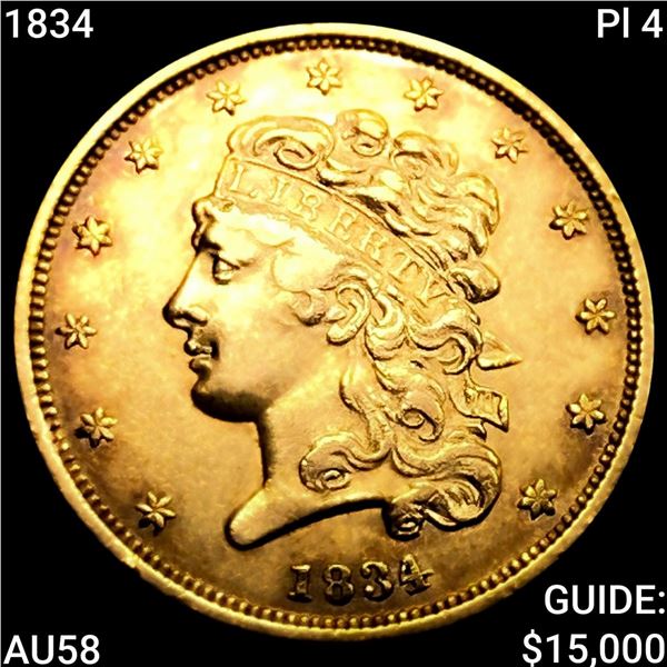 1834 Pl 4 $5 Gold Half Eagle CHOICE AU