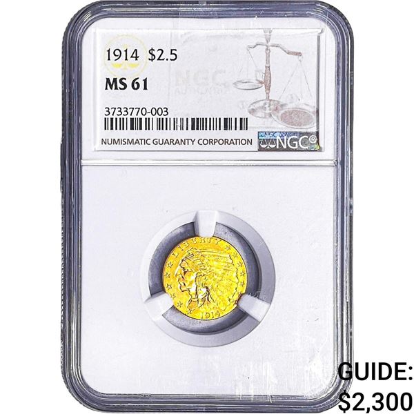 1914 $2.50 Gold Quarter Eagle NGC MS61