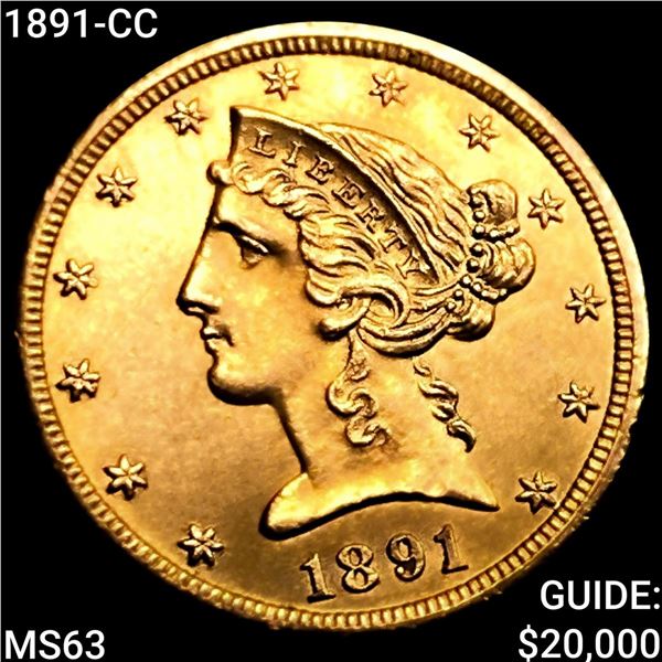 1891-CC $5 Gold Half Eagle CHOICE BU