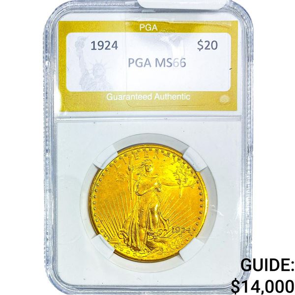 1924 $20 Gold Double Eagle NTC MS66