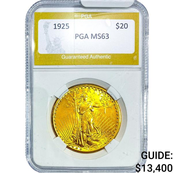 1925 $20 Gold Double Eagle NTC MS63