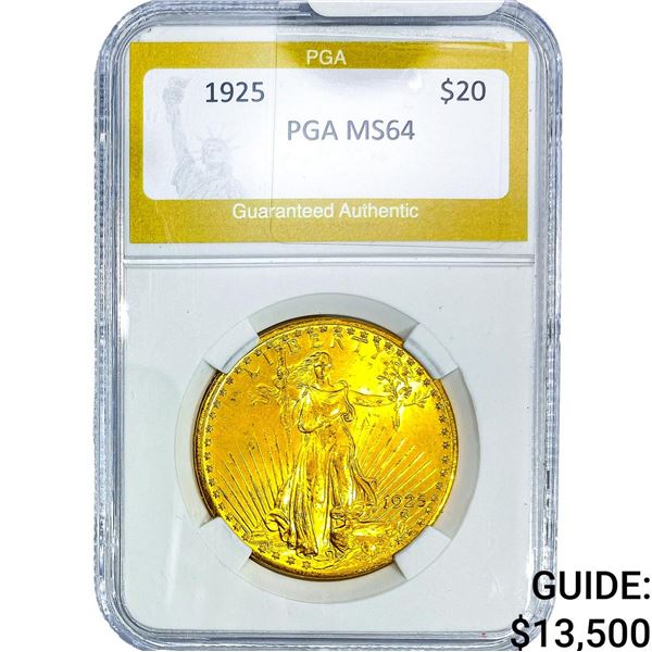 1925 $20 Gold Double Eagle NTC MS64