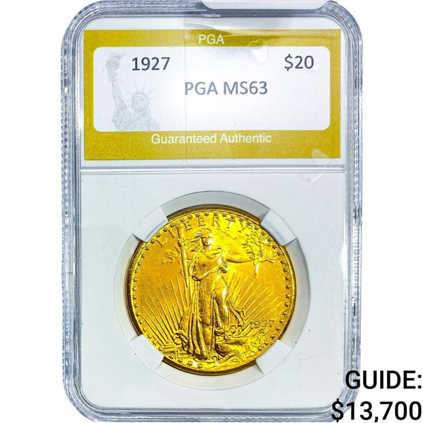 1927 $20 Gold Double Eagle NTC MS63