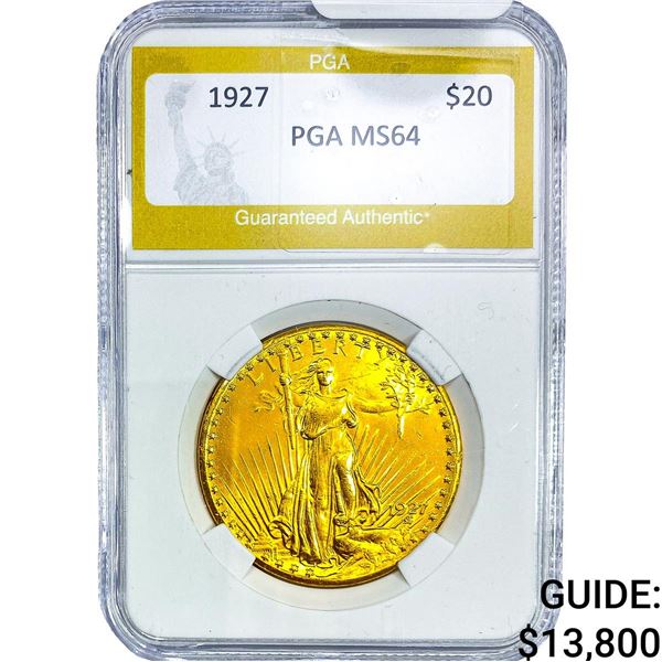 1927 $20 Gold Double Eagle NTC MS64