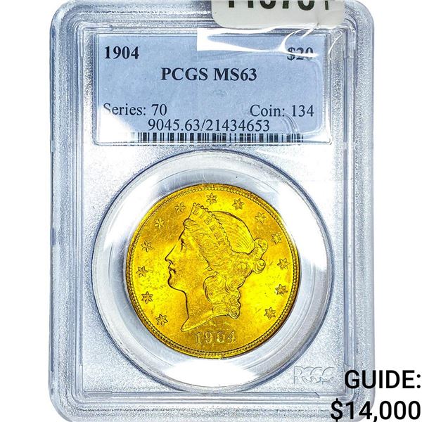 1904 $20 Gold Double Eagle PCGS MS63