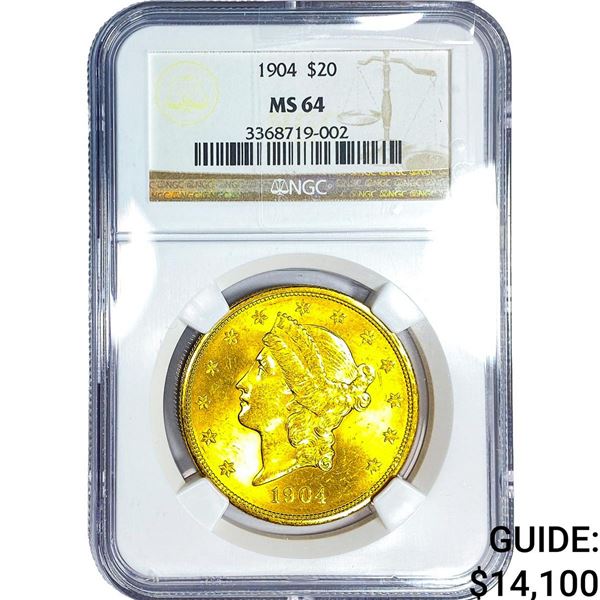1904 $20 Gold Double Eagle NGC MS64
