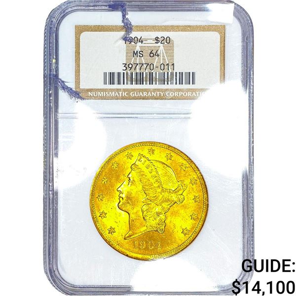 1904 $20 Gold Double Eagle NGC MS64