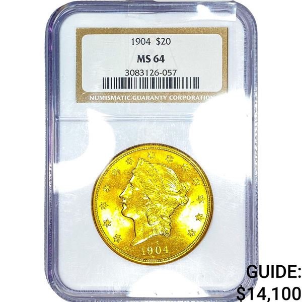 1904 $20 Gold Double Eagle NGC MS64