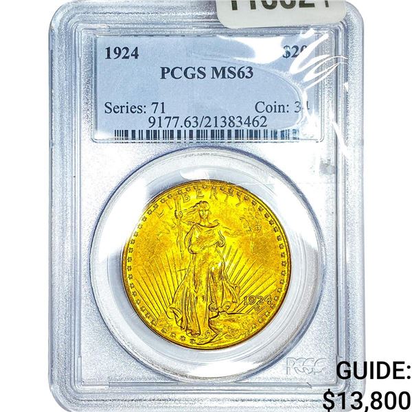 1924 $20 Gold Double Eagle PCGS MS63
