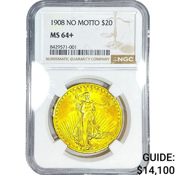 1908 $20 Gold Double Eagle NGC MS64+