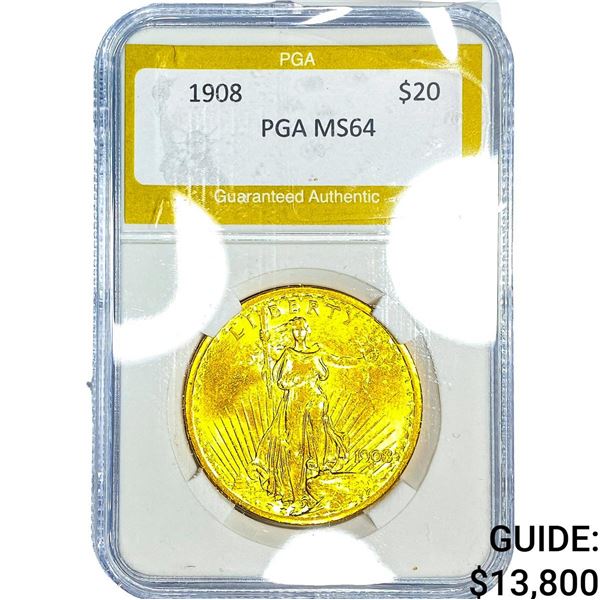 1808 $20 Gold Double Eagle PGA MS64