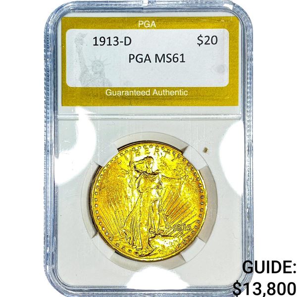 1913-D $20 Gold Double Eagle PGA MS61