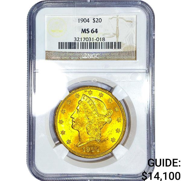 1904 $20 Gold Double Eagle NGC MS64