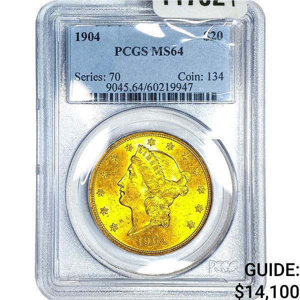 1904 $20 Gold Double Eagle PCGS MS64