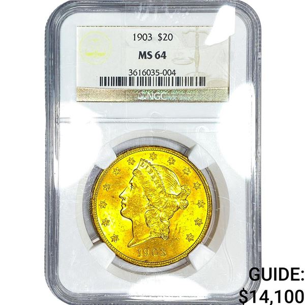 1903 $20 Gold Double Eagle NGC MS64