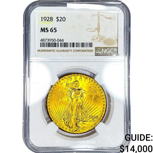 1928 $20 Gold Double Eagle NGC MS65