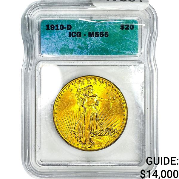 1910-D $20 Gold Double Eagle ICG MS65
