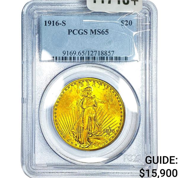 1916-S $20 Gold Double Eagle PCGS MS65