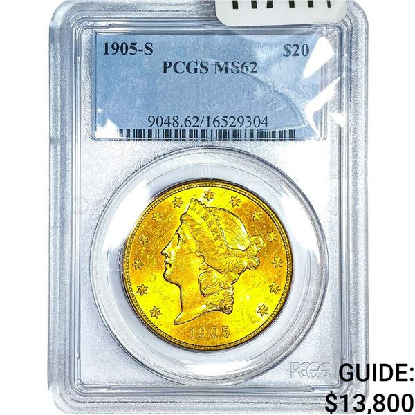 1905-S $20 Gold Double Eagle PCGS MS62