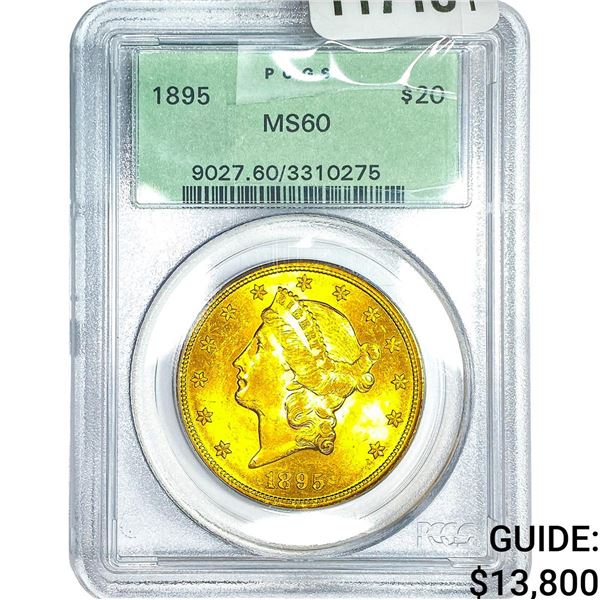 1895 $20 Gold Double Eagle PCGS MS60