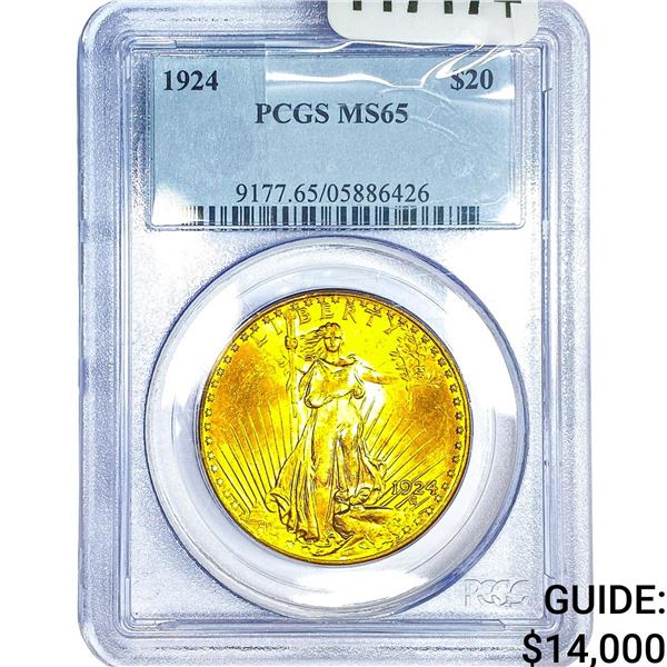 1924 $20 Gold Double Eagle PCGS MS65