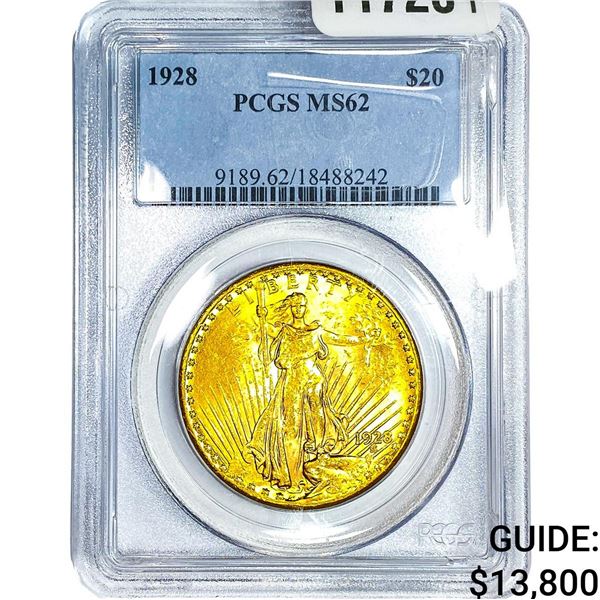 1928 $20 Gold Double Eagle PCGS MS62