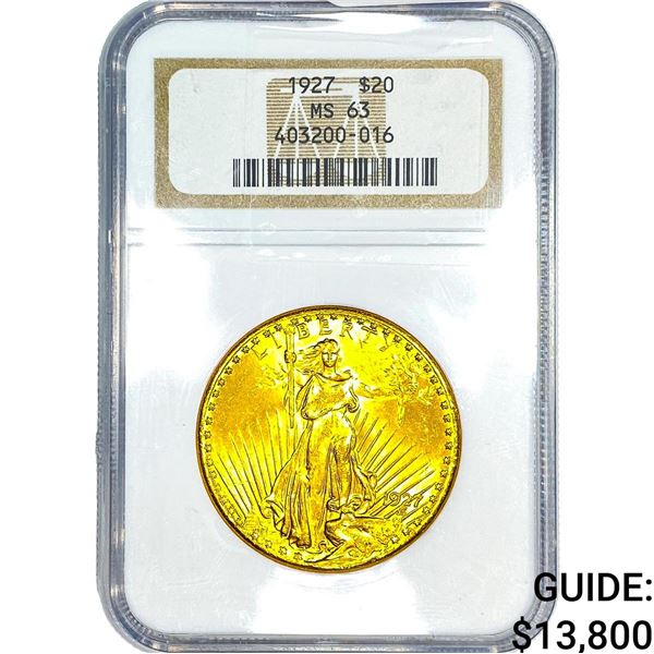 1927 $20 Gold Double Eagle NGC MS63