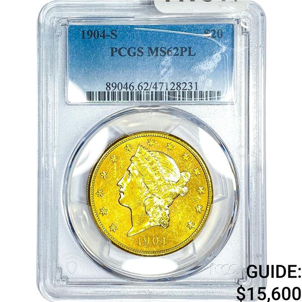 1904-S $20 Gold Double Eagle PCGS MS62 PL