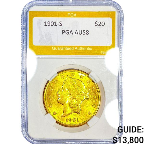 1901-S $20 Gold Double Eagle PGA AU58