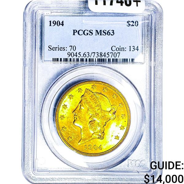 1904 $20 Gold Double Eagle PCGS MS63