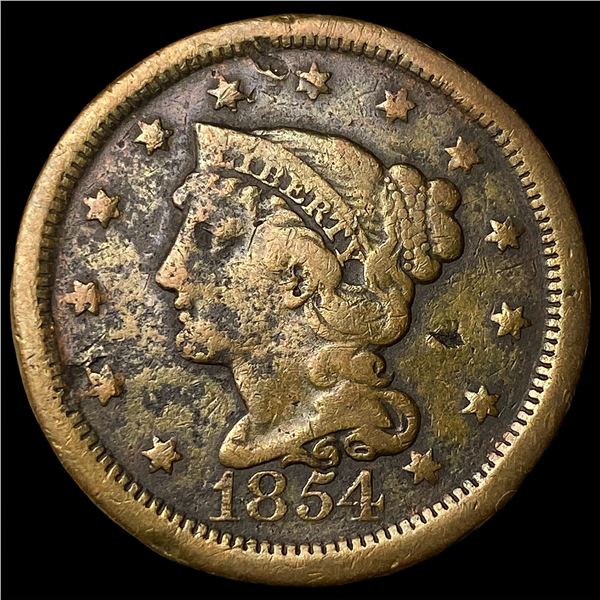 1854 Braided Hair Large Cent NICELY   CIRCULATED