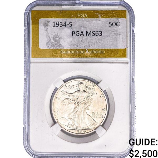 1934-S Walking Liberty Half Dollar PGA MS63