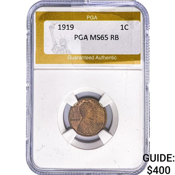 1919 Wheat Cent PGA MS65 RB