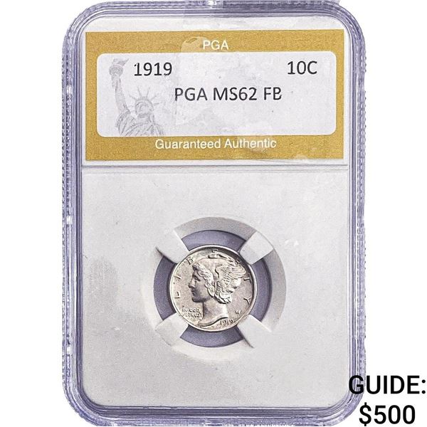 1919 Mercury Silver Dime PGA MS62 FB