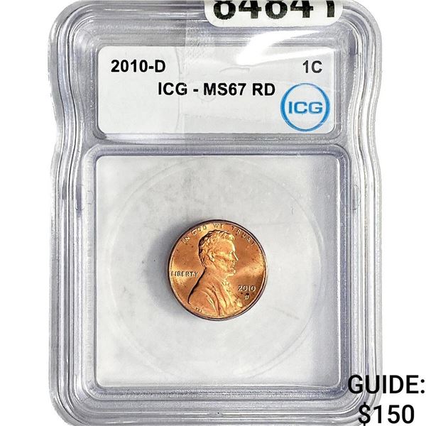 2010-D Lincoln Shield Penny ICG MS67 RD