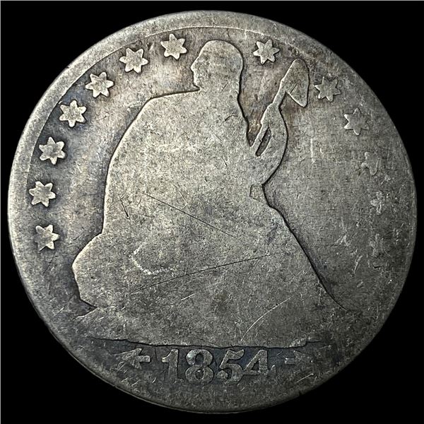 1854-O Arrows Silver Seated Liberty Half   Dollar NICELY CIRCULATED